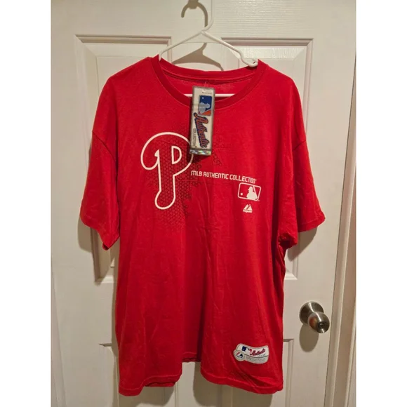 Men's Majestic Philadelphia Phillies Red White XL Short Sleeve T-Shirt - Picture 5 of 7